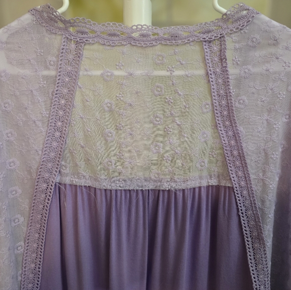 POL Pure Purple Boho Lace & Embroidered Kimono Cardigan Size S NWOT Oversized - Picture 8 of 9